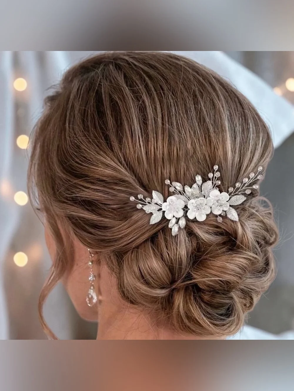 Silver Floral Bridal Hair Comb - Elegant Crystal Flower Hairpiece